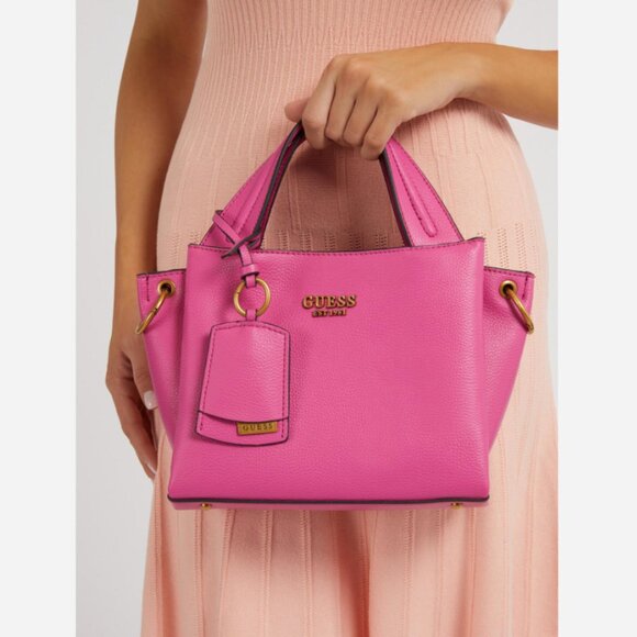 Guess | Zed Pebbled Small Girlfriend Carryall Purse in Fuchsia Pink | One Size - Picture 1 of 13